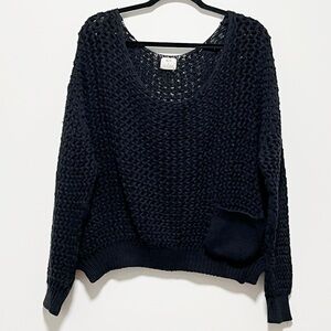 Pins and Needles UO Bohemian laidback Black open weave oversized slouchy sweater